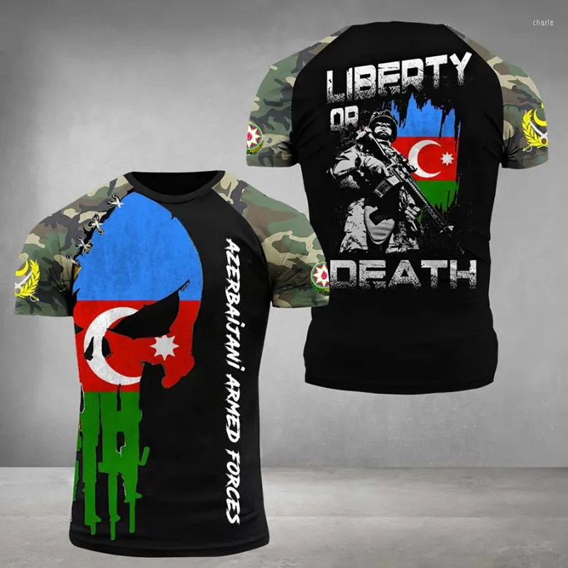 T-shirts masculins T-shirts pour hommes Azerbaïdjanais Hommes Vétérans drapeau des vétérans 3D TEE IMPRIMÉ STREE