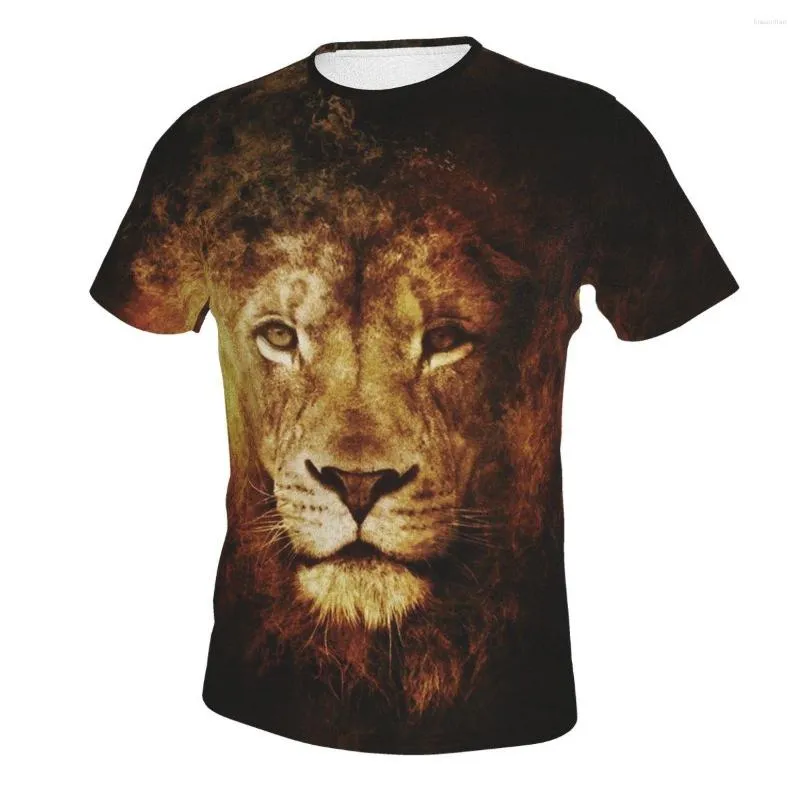 Herr t-skjortor de lejon 3d-tryckta manliga sommar-t-shirt hip-hop gata dräkt roligt