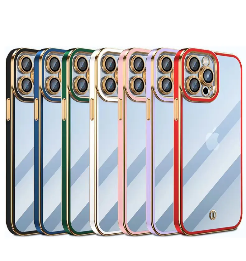 Premium -elektroplattierte farbenfrohe klare TPU -Weiche -Telefonhüllen für iPhone 14 13 12 11 Pro Max XR XR XS MAX 8 7 6 Plus Samsung S23 S22 S21 NOTRA20 Ultra S21FE A73 A72 A53 A52 A33 A32