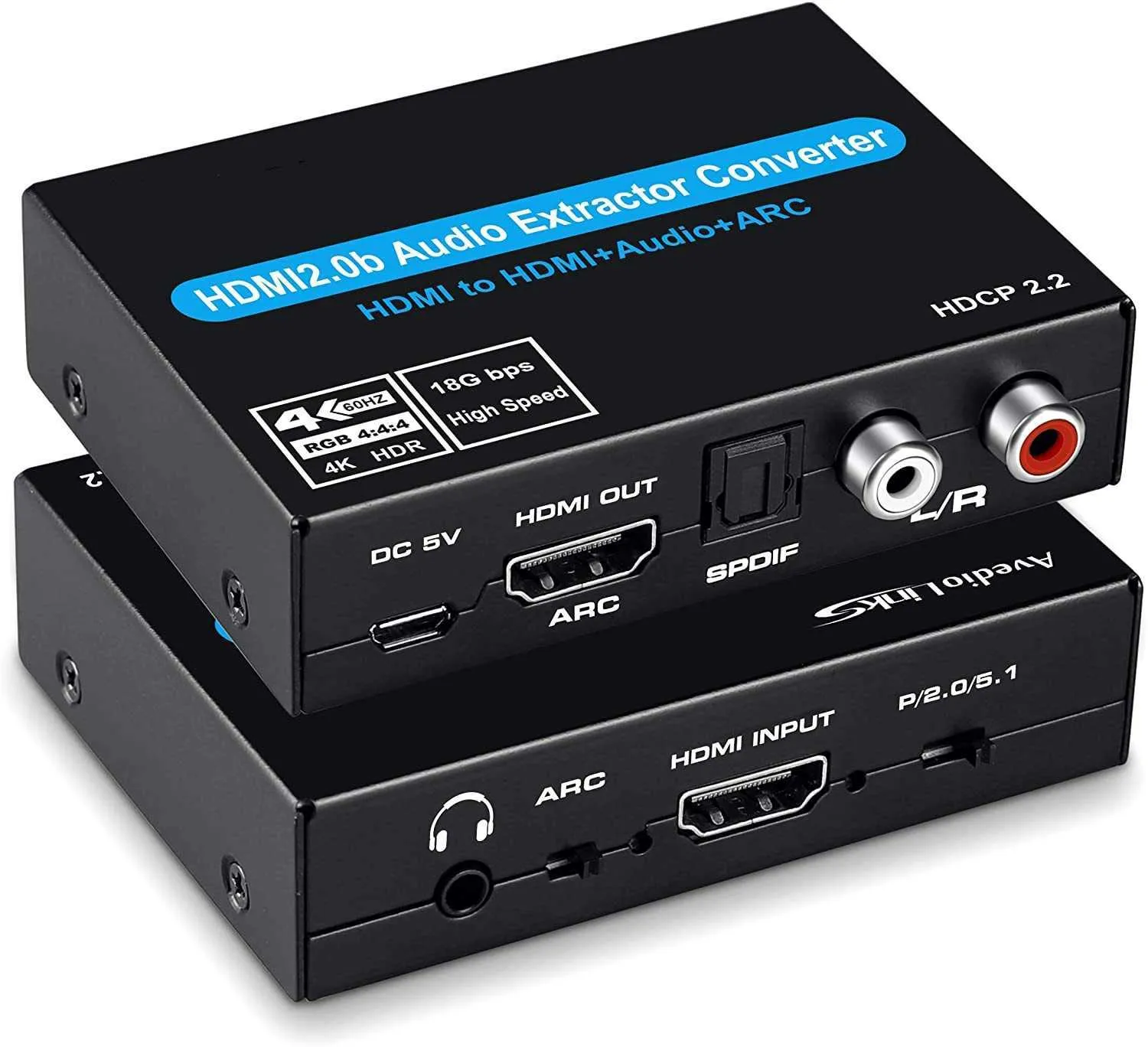 HDMI Audio Splitter Arcfiberleft i prawe kanały 4K60Hz HDR HDCP Dekodowanie