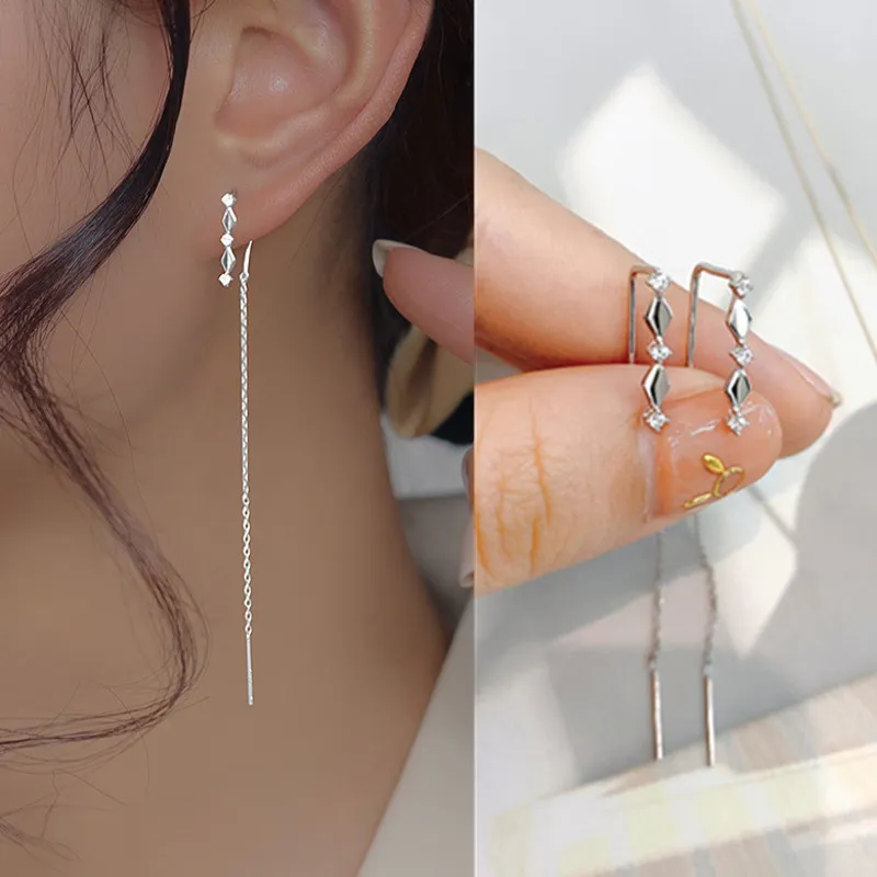 Moda Long Wire Tassel Thread Chain Earring Subs Star Heart Beads Pingents Brincos Jóias penduradas retas femininas