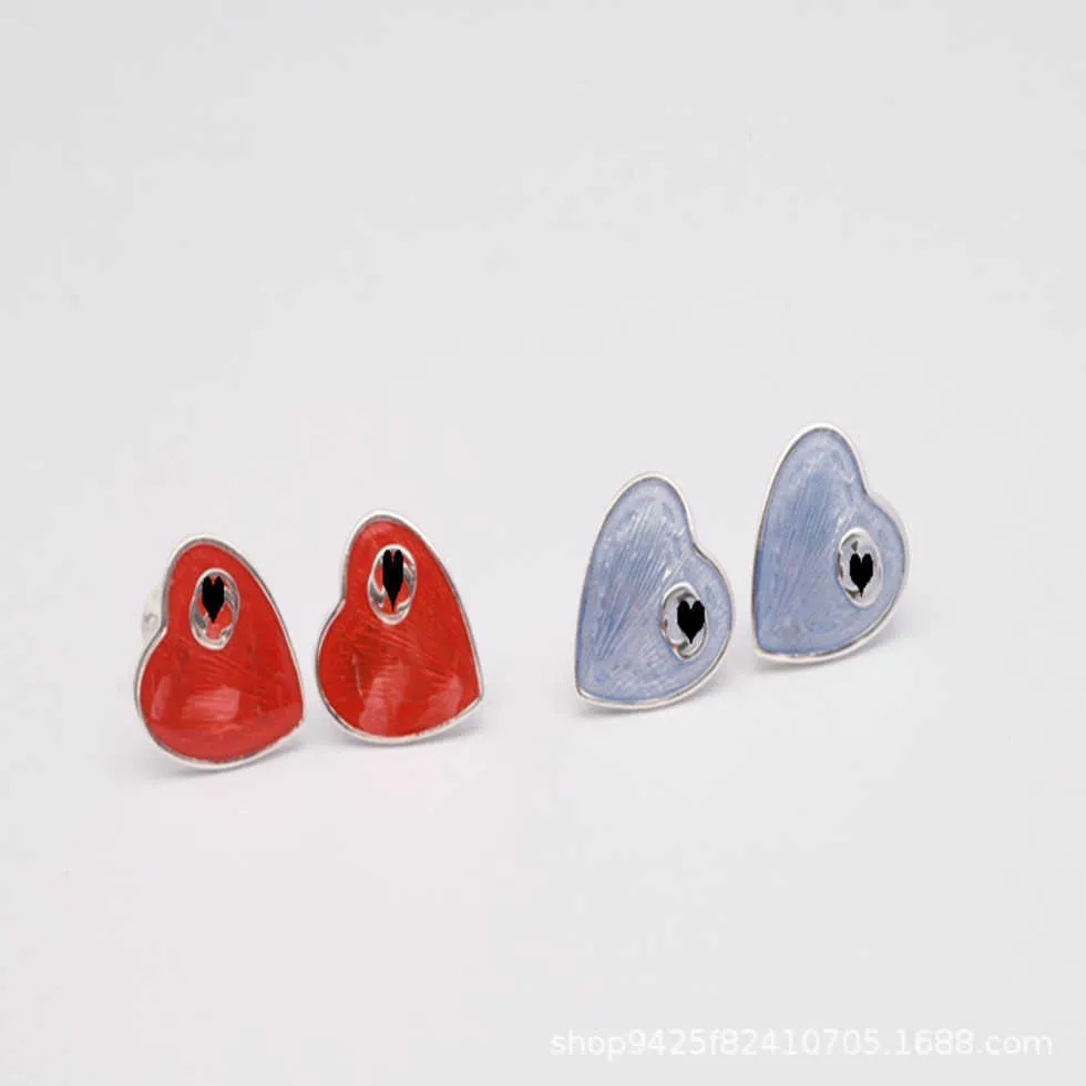 80% OFF 2023 New Luxury High Quality Fashion Jewelry for silver three-dimensional enamel blue heart earrings girlfriend gift