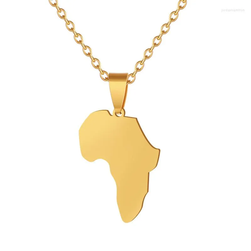 Kolye Kolyeleri Afrika Afrika Haritası Hiphop Nceklace Altın Renk Paslanmaz Çelik Zincirler Kadın Erkek Mücevher Hediye Toptan