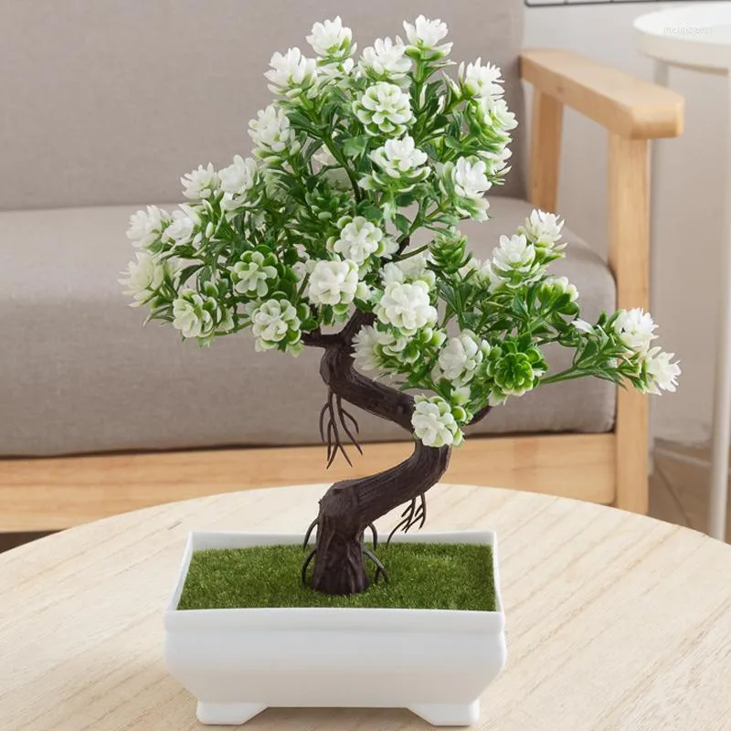 Decorative Flowers Artificial Plant Green Small Pine Cypress Bonsai Tree Home Living Room Plastic Decoration Garden Fake Ornamental