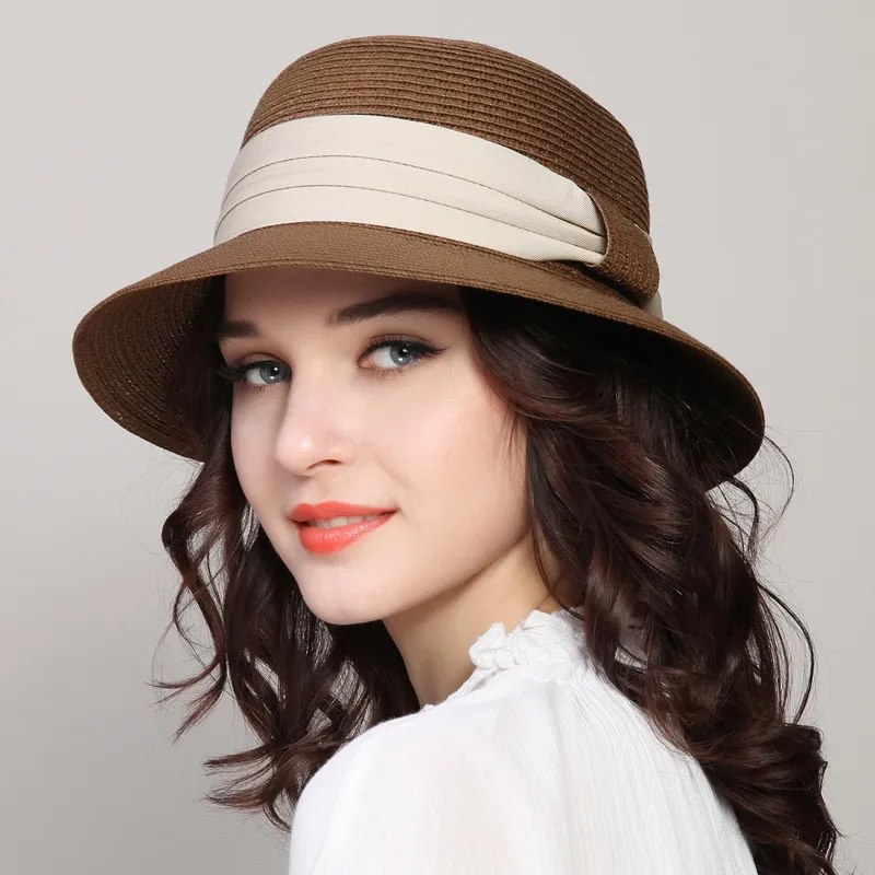 Wide Brim Hats Bucket Arrival Sun Beach Female Summer Cap Foldable Travel Straw Students Folding Girls B7842 230303