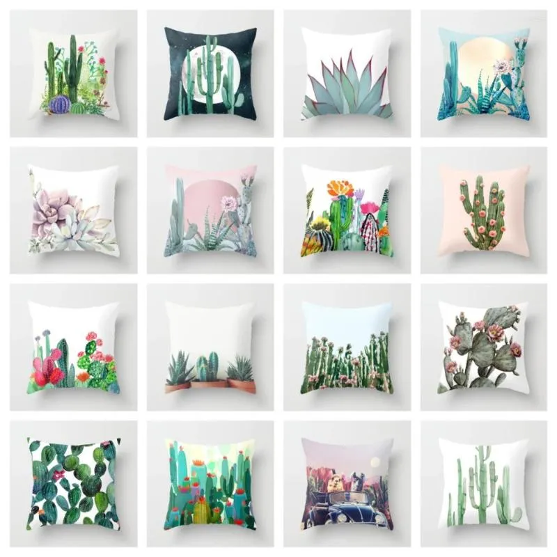 Pillow ZENGIA Cactus Succulent Cover 45x45cm Polyester Decorative Pillows Case For Sofa Throw Covers Home