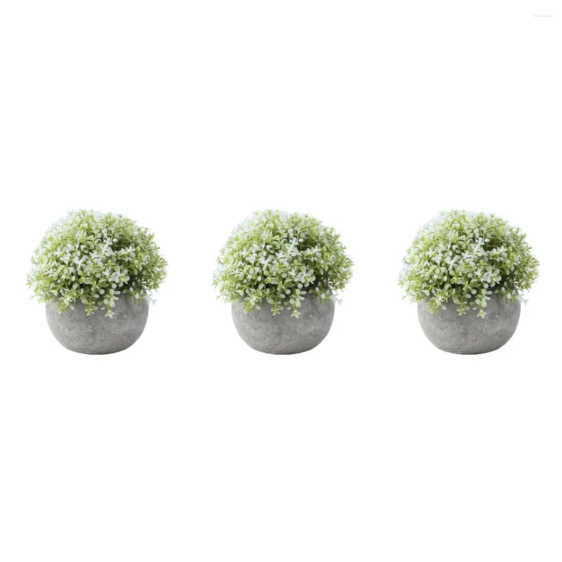 Decorative Flowers 3 PCS Artificial Boxwood Topiary Tree Decor Home Fake Potted Plants Pot Vintage Small