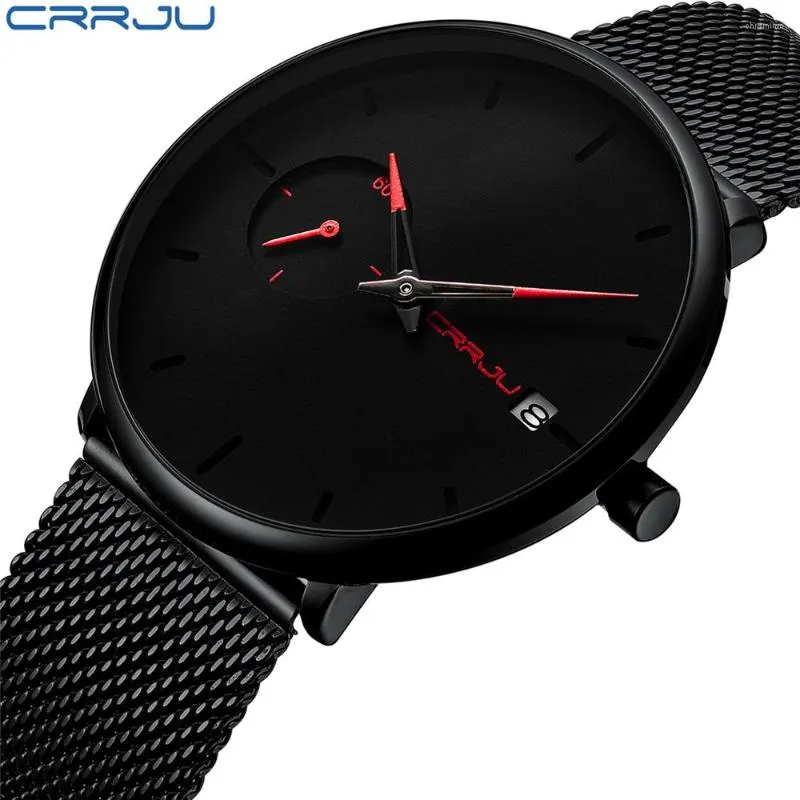 Orologi da polso CRRJU Orologi da uomo Semplice impermeabile Data Calendario Analogico da polso da uomo Moda Casual Business Orologio maschile