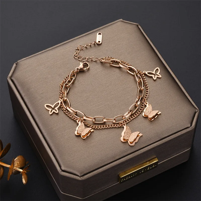 Rose Gold Bracelet for Women Charm Bracelets Jewelry Mens and Womens Bracelets Four-leaf Grass Womens Chirstmas Halloween Gold Plate/fill F3HO