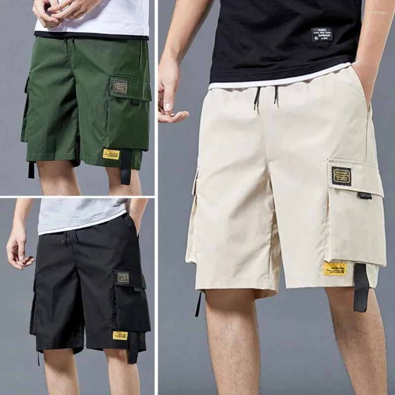 Shorts pour hommes à la mode pantalons pour hommes tissu doux Cargo couleur unie respirant motif droit entrejambe profond