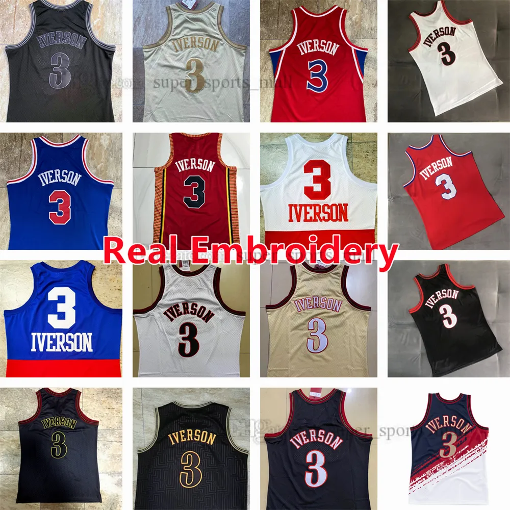 Rale Stitched Basketball Jerseys Allen 3 Iverson 96-97 03-04 06-07 Hardwoods Classic Retro Jersey XS-XXL