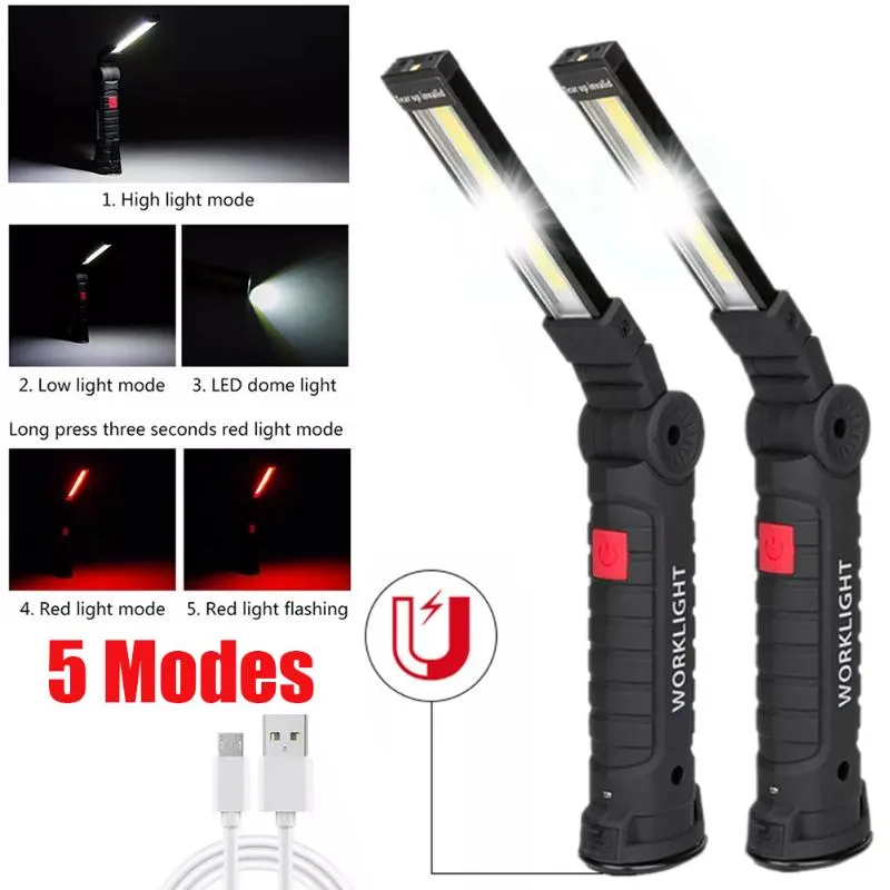 Taschenlampen Taschenlampen COB LED Camping Taschenlampe Nachtlicht USB Wiederaufladbar mit eingebautem Batteriesatz Multifunktions-Klapparbeit