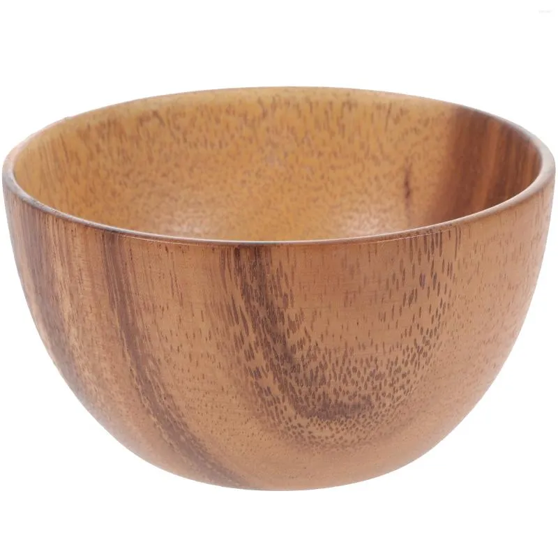 Bowls Acacia Wood Salad Bowl Round Shape Vintage Multi-use Dinner Wooden Storage Container