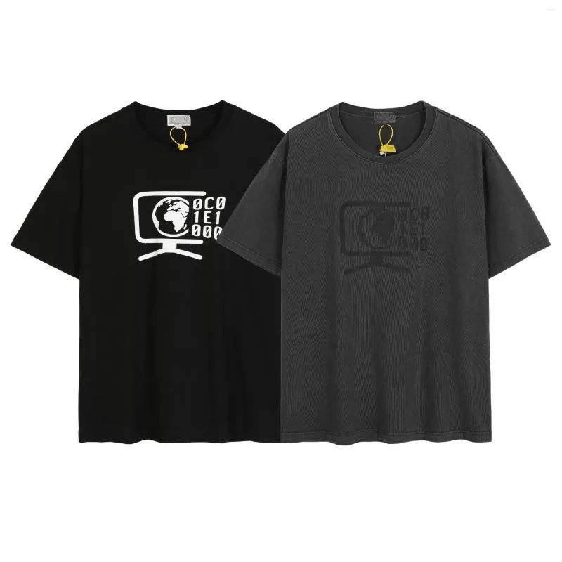 Camisetas masculinas Retro Caxempt C.E T-shirt Homens Mulheres 1: 1 TV Earth Display Impresso