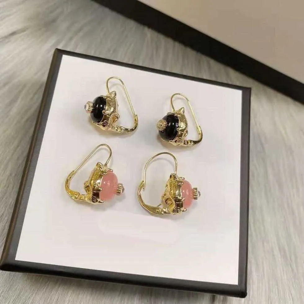 80% de réduction 2023 nouveaux bijoux de mode de haute qualité de luxe pour double pierre incrusté de laiton simple boucles d'oreilles en argent femme