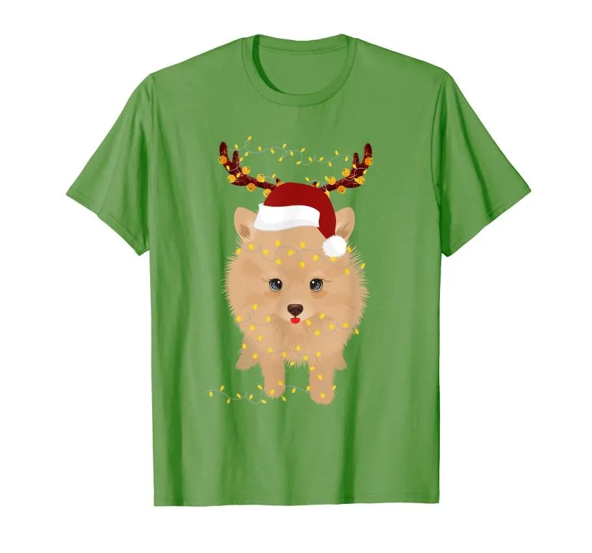 Męskie koszulki T-T-shirt Pomeranian Renifer Antlers