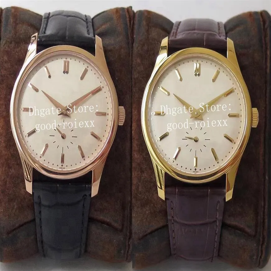 Middelgrote 37 mm luxe geel rosé goud horloge heren st19 mechanische hand-winde beweging 5196 eta horloges calatrava lederen dames pols240t