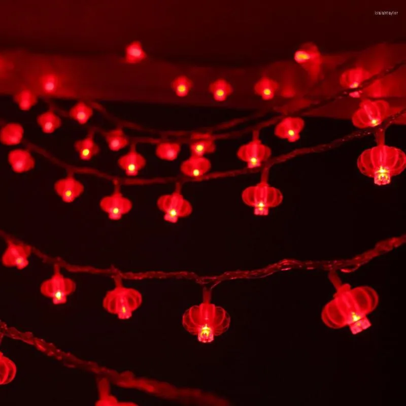 Strings 3meter 20 LED Mini Red Lantern String Light Battery bediende Fairy Decorative Lamp voor Chinese jaardecoratie