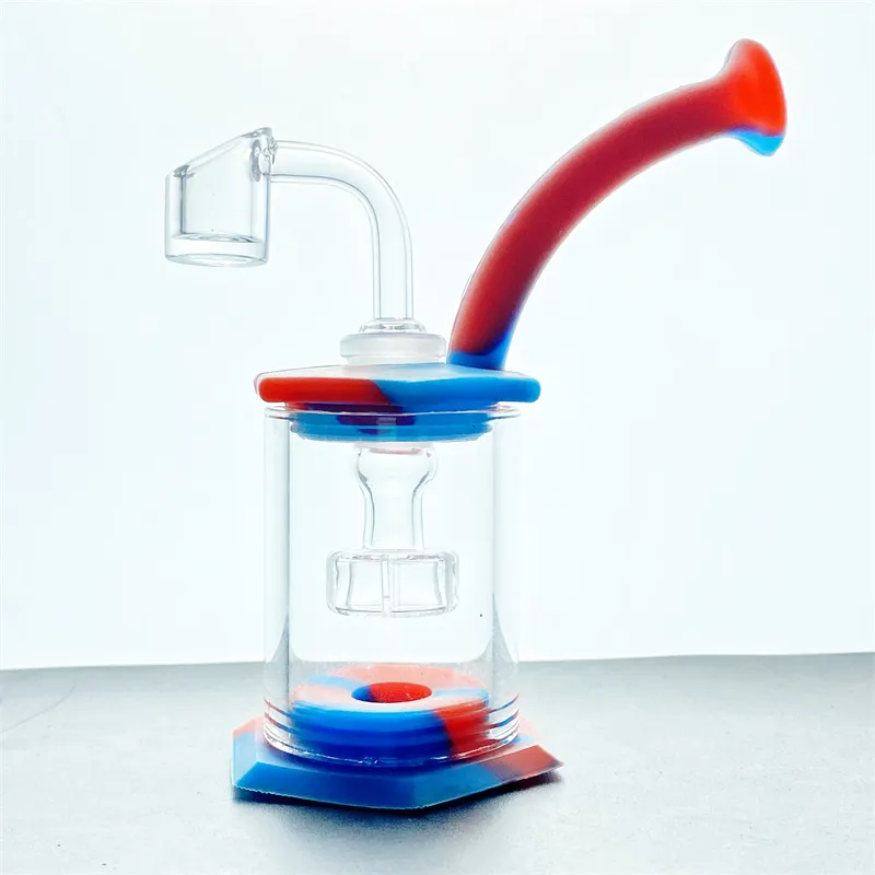 Bubbler Dab Rig de silicona y vidrio con Disc Perc