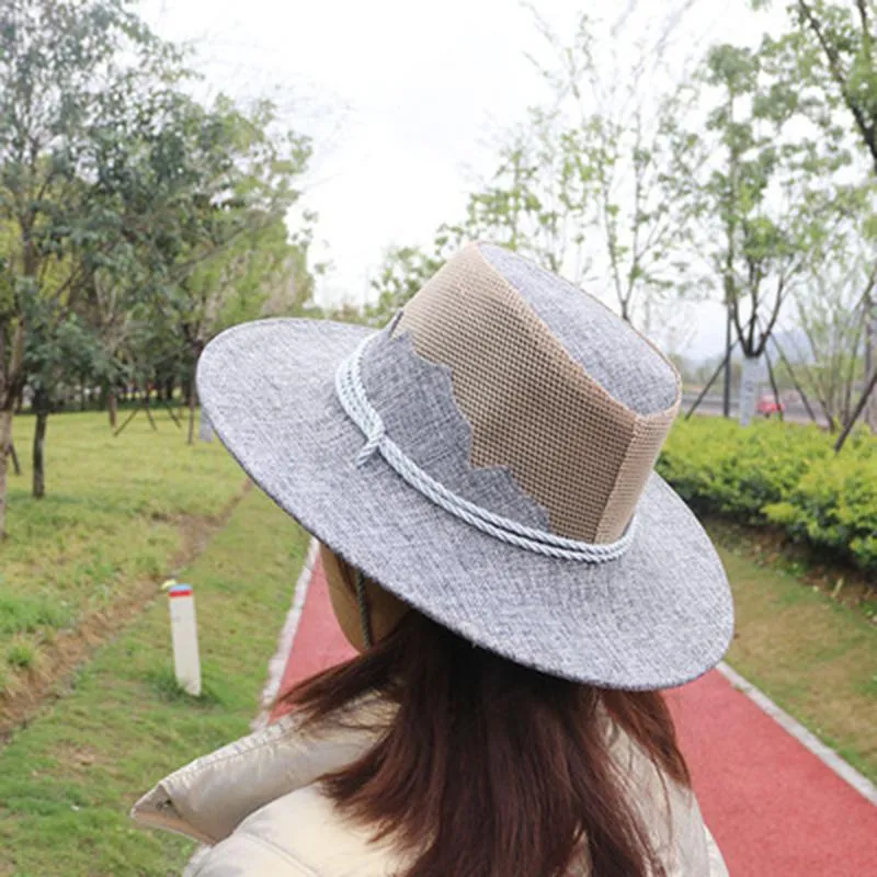 Bérets Été extérieur parasol crème solaire tout-Match chapeau de paille en relief mâle Western Cowboy haut pittoresque touristique Jazz casquette femme H54bérets