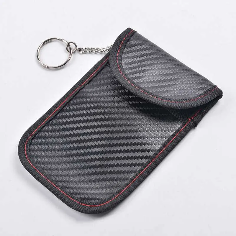2-Pack Faraday Key Bags - RFID Signal Blocking Pouch For Car Keys & Cards, Anti-Theft Carbon Fiber Case (5.3x3.3 Inches)