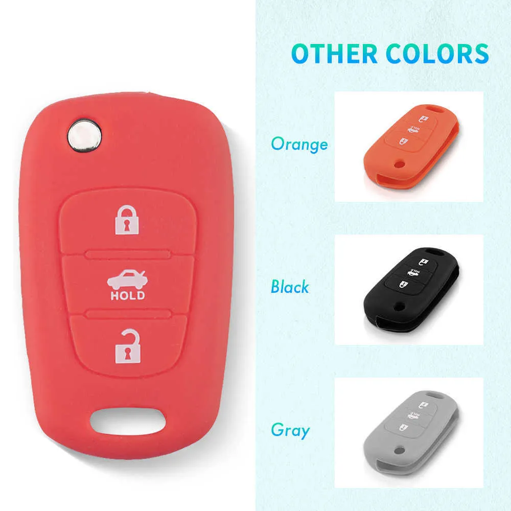 Silicone 3 KeyYOU Button Flip Remote Key Fob Case Cover For Kia K2