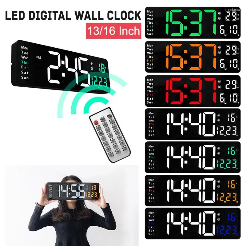 Wall Clocks Wall Mounted Digital Clock Remote Control Temp Date Week