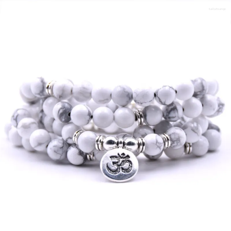 Strand Trendy Silver Plated 3D Connect White Howlite Elastic Bracelet Tiger Eye Stone Spiritual Jewelry