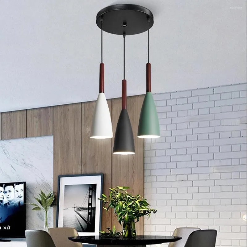 Hängslampor 3 huvuden modern ljus hängslampa för tak matsal restaurang sovrum loft hem dekor nordisk aluminium fixtur