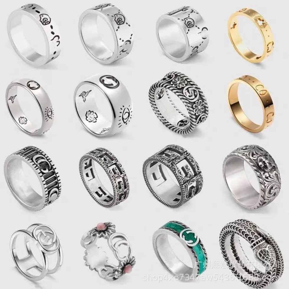 80% de desconto em 2023 novas jóias de moda de alta qualidade de luxo para homens e mulheres duplos antigos, param, anel Sterling Silver Family Skeleton Elf Love Fearless Daisy