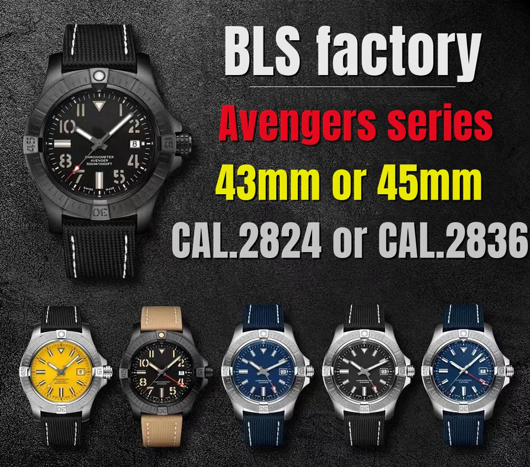 BLS Fabrik Herrenuhr Damenuhren 43mm-45mm 2824-2836 vollautomatische mechanische Uhrwerke Importiertes Nylongewebe-Armband Saphirspiegel
