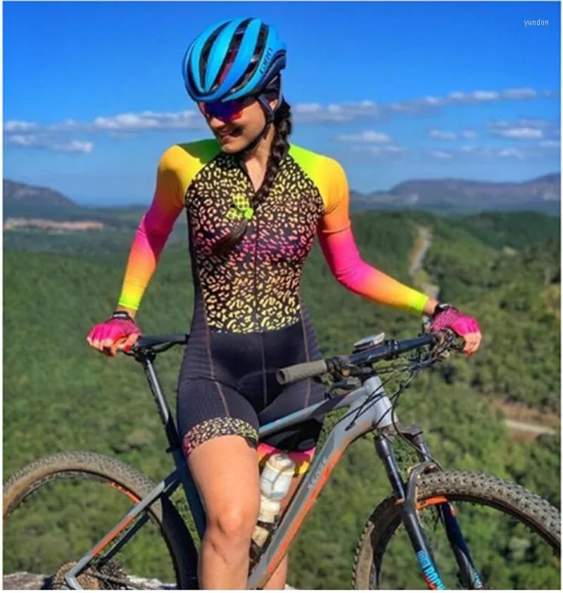 Conjuntos de corridas ciclismo de manga longa Skinsuit de roupas femininas de campiclo feminino Ciclismo Triathlon Bodysuit de traje de pista feminino feminino