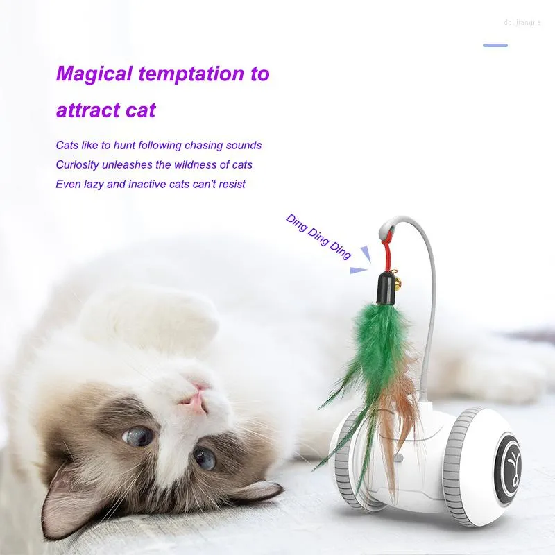 Cat Toys 360 ° Oregelbunden rotation Automatisk Standby Runner Robot Teaser Bite Resistant Electric Toy Accessories