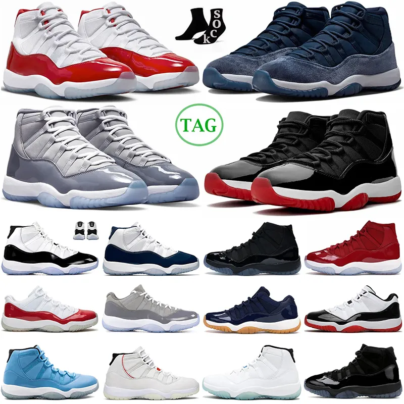 Cherry 11 Basketbol Ayakkabıları 11S Gece Yarısı Donanma Hayvan İçgüdüsü Bred Jumpman Jubilee 25. Yıldönümü Serin Gri Kazanma 82 Pantone Erkek Kadın Trainerler Uzay