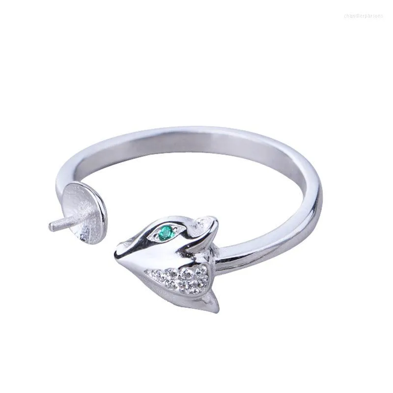 Anelli a grappolo Anello in argento sterling 925 per donna Anello di fidanzamento nuziale Cristallo 6mm7mm8mm Perla o perlina rotonda Semimontaggio Fine Jewelry Impostazione