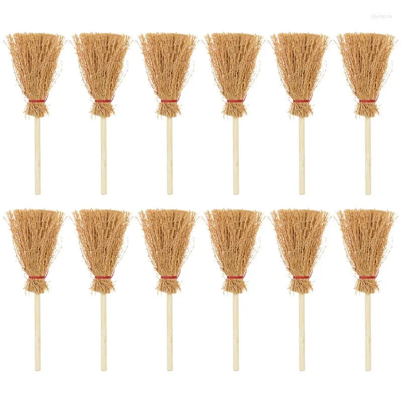 Party Decoration 10/20st Mini Broom Witch Straw Brooms Diy Hanging Ornament för Halloween Costume Props Dollhouse Supplies