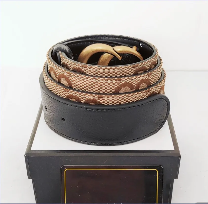 Ceintures de luxe à carreaux en cuir à rayures florales, ceinture de styliste de haute qualité pour hommes et femmes, 3.8CM avec boîte aux lettres