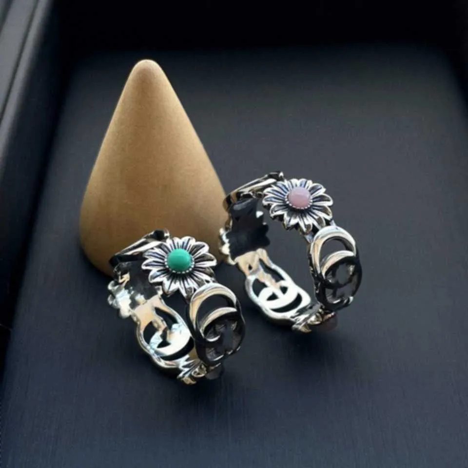 95% korting op 2023 Nieuwe luxe hoogwaardige mode -sieraden voor zilveren bloemroze turquoise ring bloemen opaalring voor geliefden