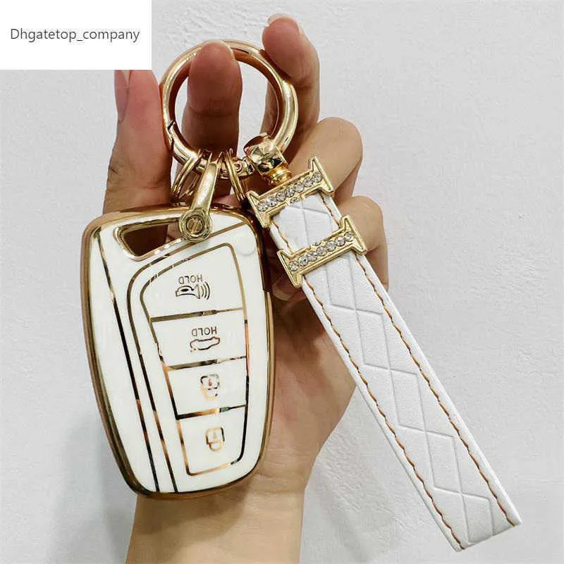 thumbnail interactive-video image 1 of Soft Leather TPU Car Key Fob Cover Case With Chain – For Infiniti & Nissan (Multiple Colors: Silver, Red, Blue, Green) 1 of 3