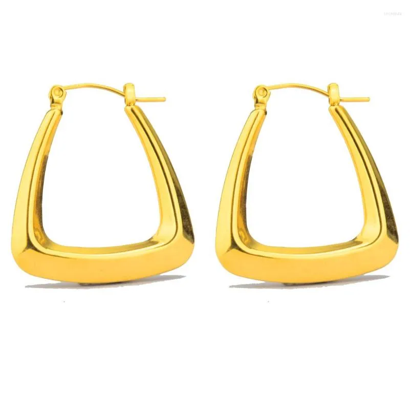 Hoop Earrings FairLadyHood Exaggerated Triangle 316L Stainless Steel Solid Gold Color For Women Jewelry Drop