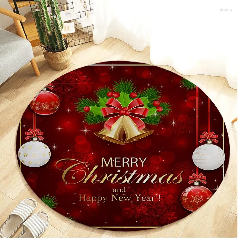 Carpets Christmas Children Room's Round Rugs Flannel Living Room Bedroom Kids Crawl Floor Mat Modern Home Decorative Absorbent Carpet