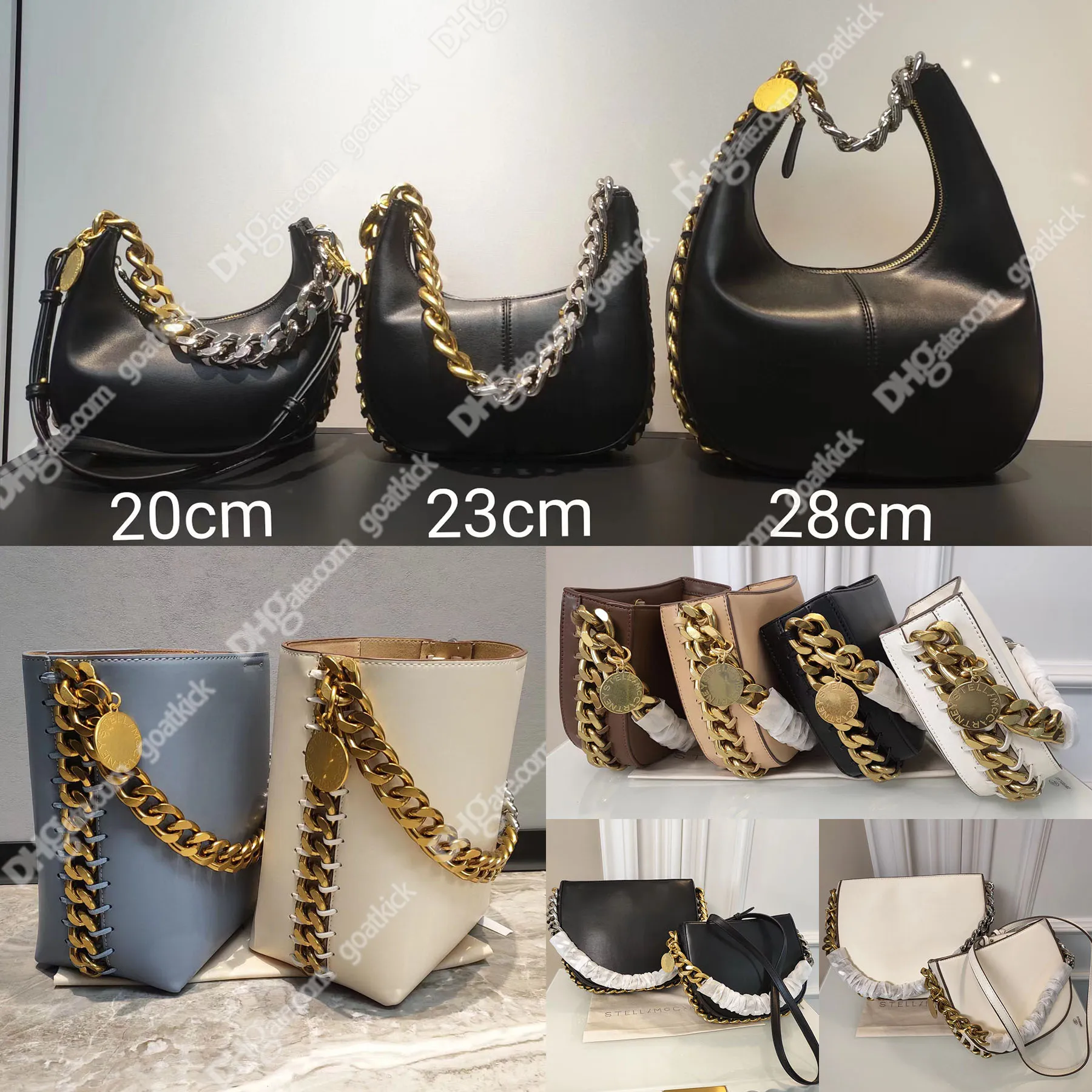 Borsa a tracolla Frayme Stella con patta Mccaryney Borsa media Vegan Mccartney Borsa Frayme a tracolla Borsa classica di marca Piccole Borse da donna Borsa a secchiello nera Designer di lusso