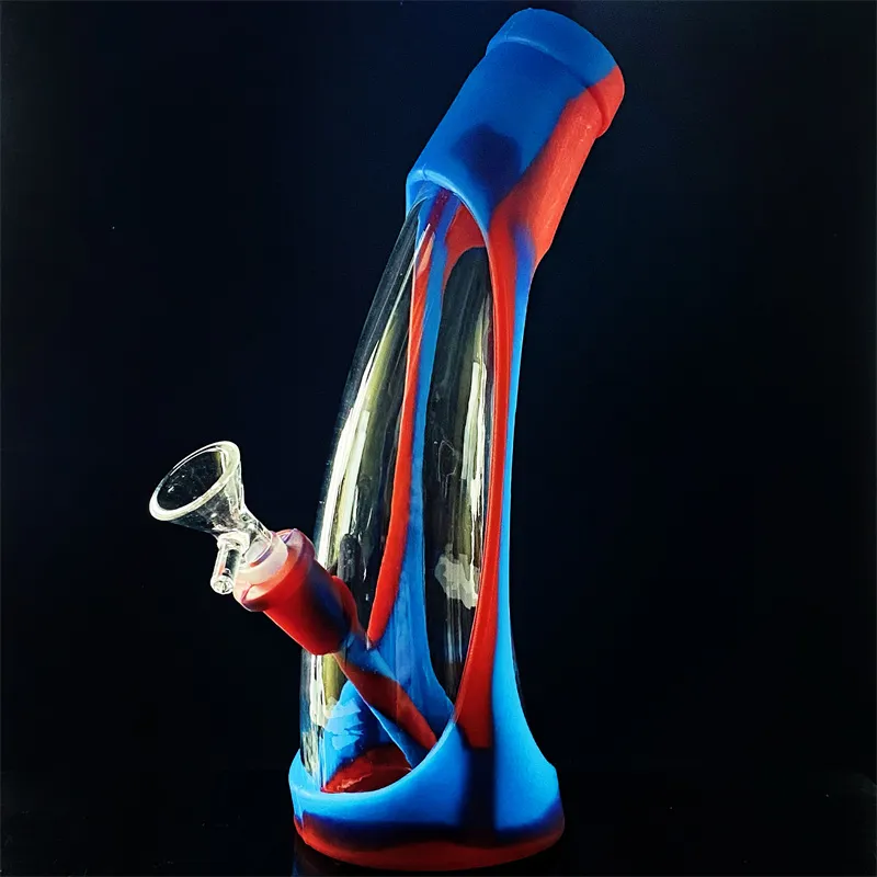 21 cm high horn glass silicone water pipe