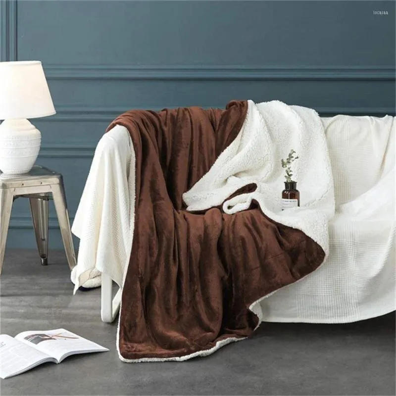 Couvertures qualité hiver Double couche couverture réversible doux chaud flanelle polaire jeter pour canapé salon chaise