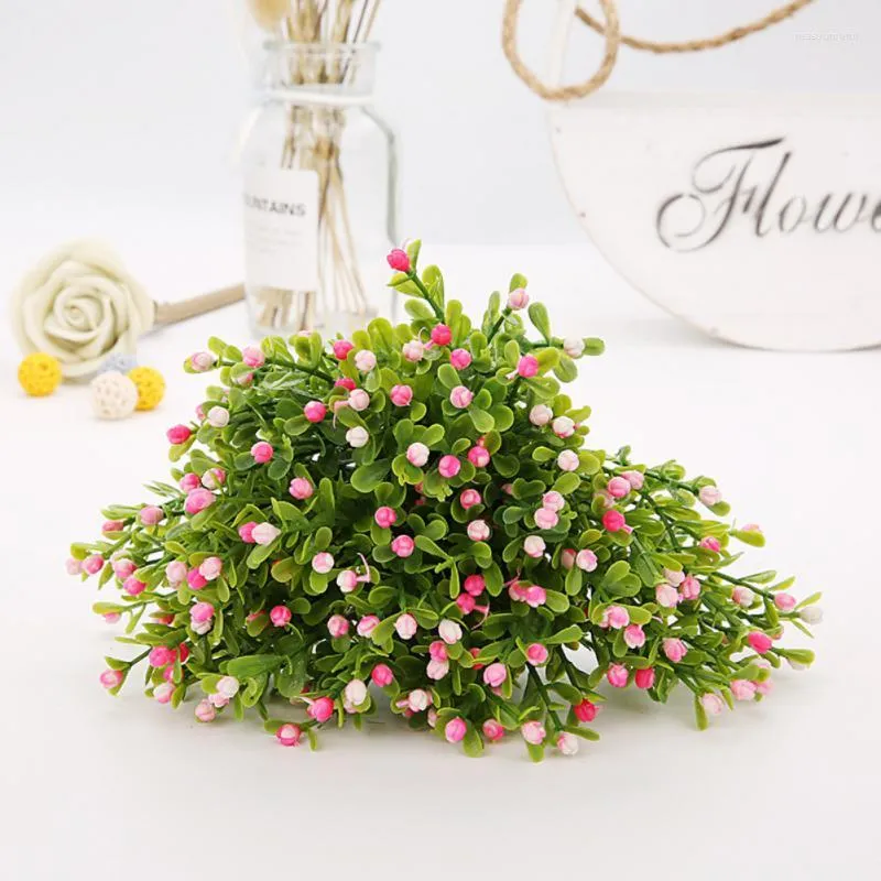 Decorative Flowers Simulation Green Plant Bonsai Plastic Artificial Shrubs Fake Bushes Wedding Party Decor Desktop Ornaments Home Garden