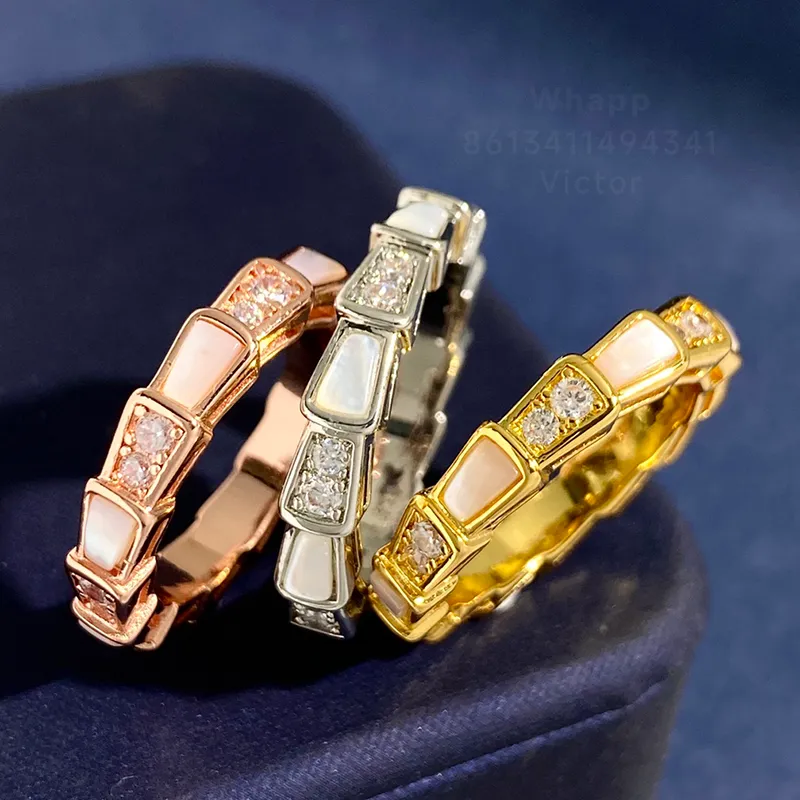 Buigari Snaketail Scale Designer Ring for Woman Diamond Gold Plated 18k tamanho 6 7 8 Reproduções oficiais Presente de estilo clássico para namorada com caixa 007