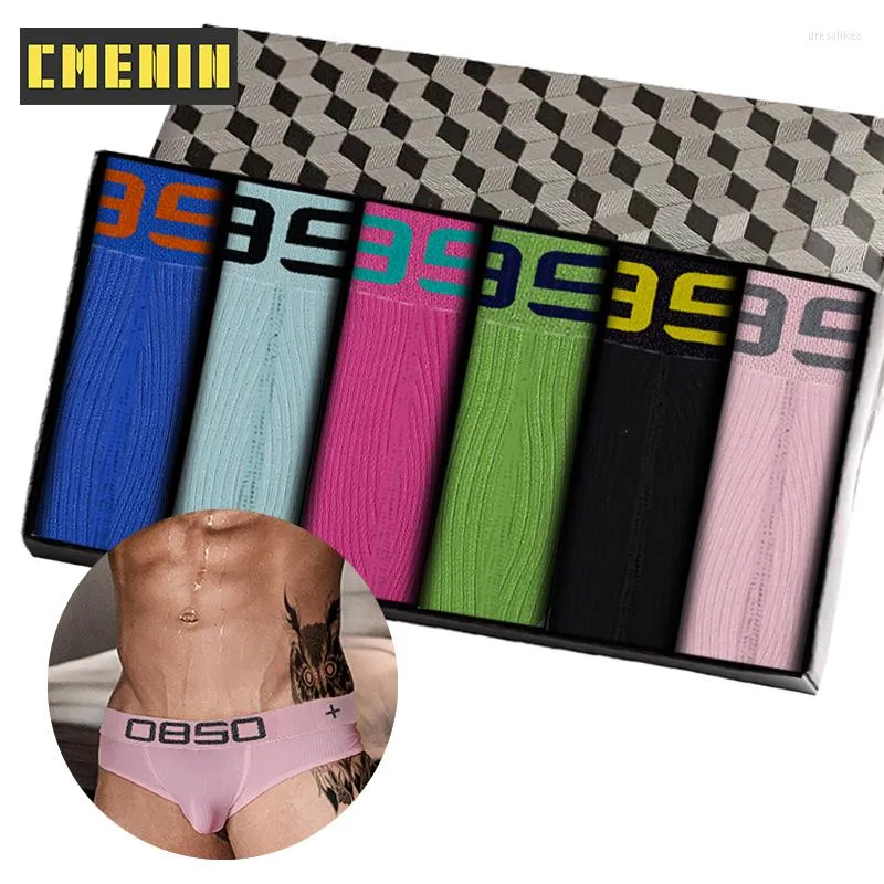 Mutande 6Pcs Confortevole Sospensorio Intimo Uomo Breve Moda Cotone Intimo Gay Sexy Mutandine da uomo Slip Uomo Cueca