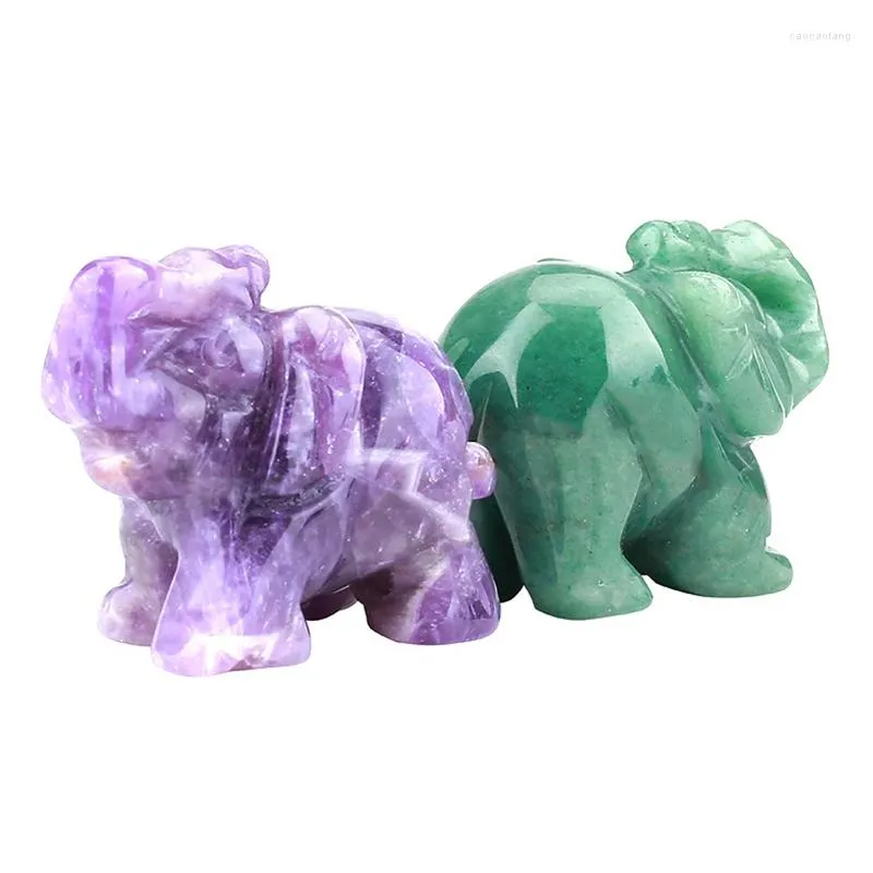 Decoratieve beeldjes olifant standbeeld beeldje natuurlijke kristal kleur artware decoratie ausmong jade ornament handwerk