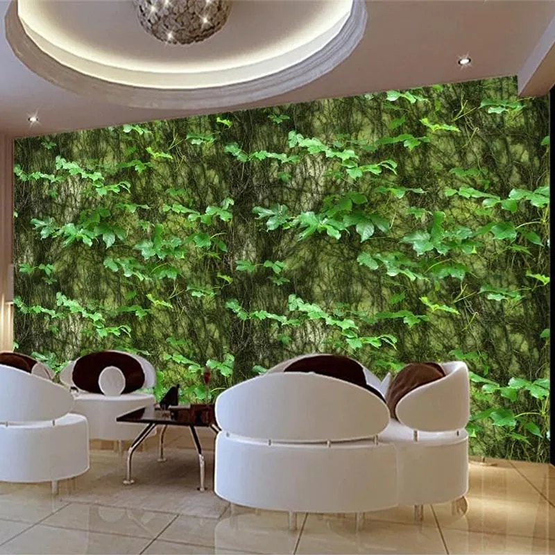 Sfondi Po Carta da parati 3D Stereo Foglia verde Murales Soggiorno Ristorante Sfondo Panno da parete Carte murali ecologiche impermeabili