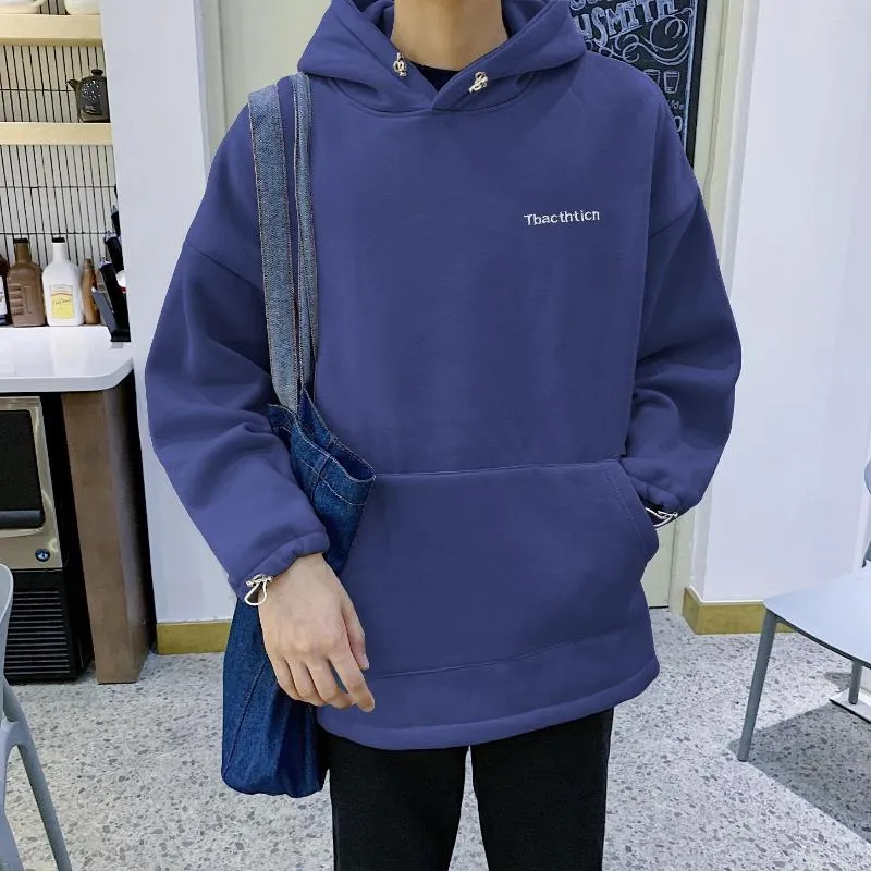 Herr hoodies höst och vinter ins huvtröja borstade hoody märke Löst koreansk stil par kläd trendiga avslappnad tjock kappa